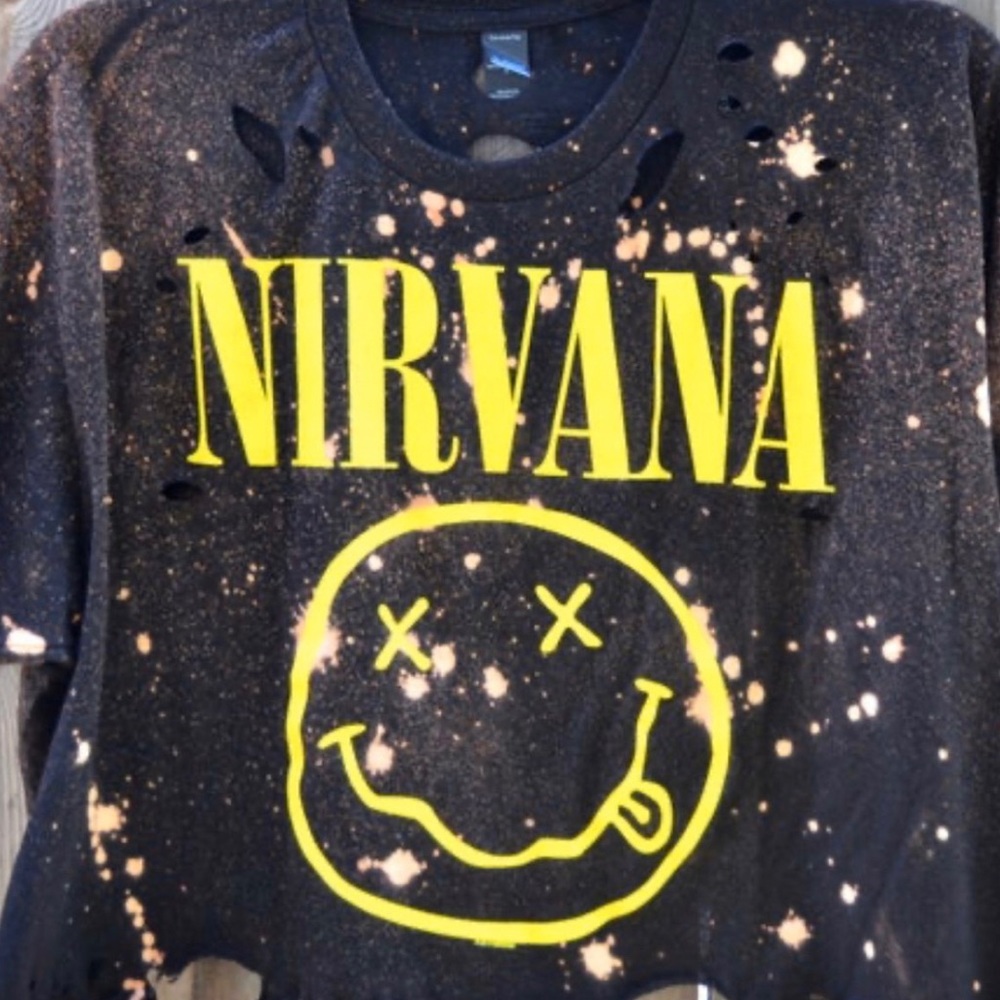 Cropped Nirvana Bleached Black Tee - image 2